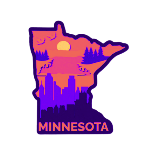 Layered State Minnesota Home Décor decoration My Custom Designs Hot Pink 12"