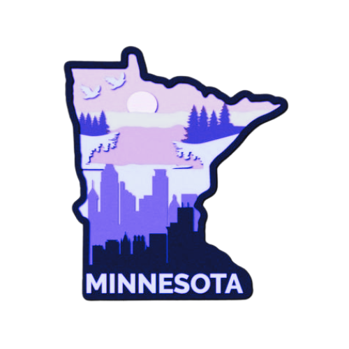Layered State Minnesota Home Décor decoration My Custom Designs Purple 12"