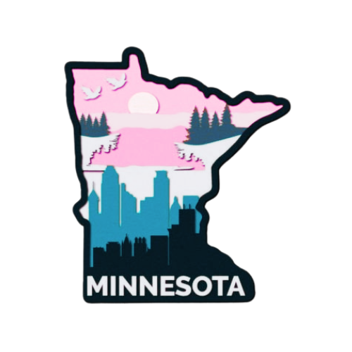 Layered State Minnesota Home Décor decoration My Custom Designs Pink 12"