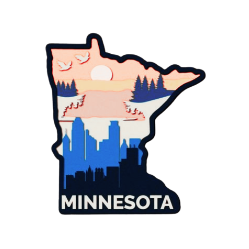 Layered State Minnesota Home Décor decoration My Custom Designs Cardinal Red 12"
