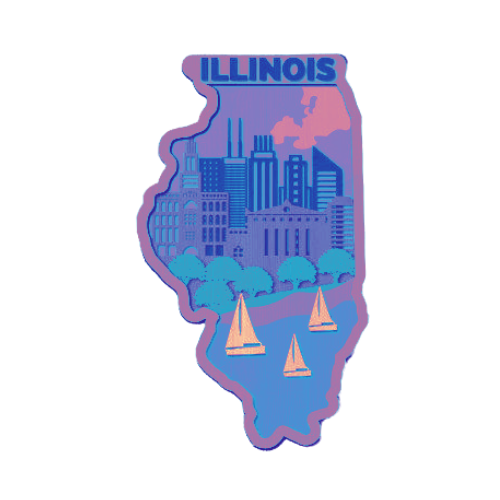Layered State Illinois Home Décor decoration My Custom Designs Coral 12"