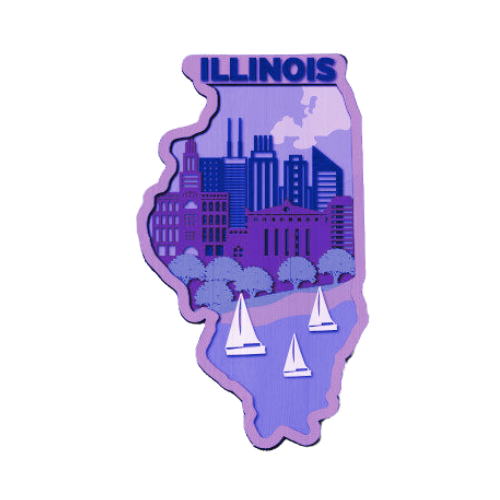 Layered State Illinois Home Décor decoration My Custom Designs Purple 12"
