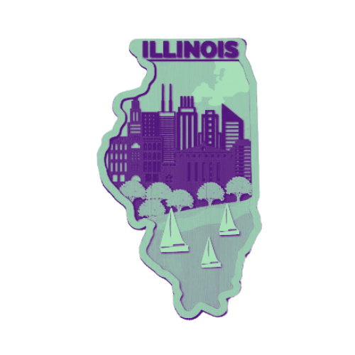 Layered State Illinois Home Décor decoration My Custom Designs Seafoam 12"