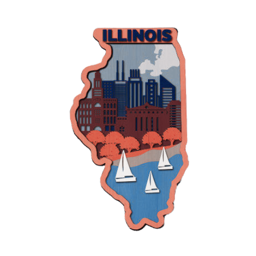 Layered State Illinois Home Décor decoration My Custom Designs Cardinal Red 12"
