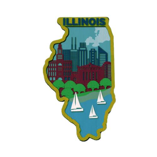 Layered State Illinois Home Décor decoration My Custom Designs Off White 12"
