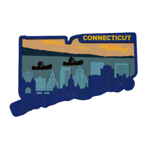Layered State Connecticut Home Décor decoration My Custom Designs Yellow 12"