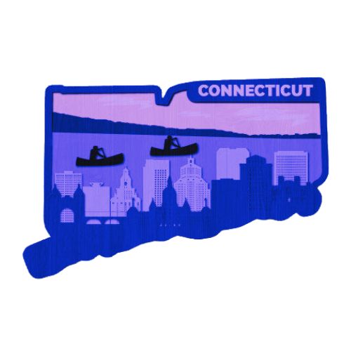 Layered State Connecticut Home Décor decoration My Custom Designs Purple 12"