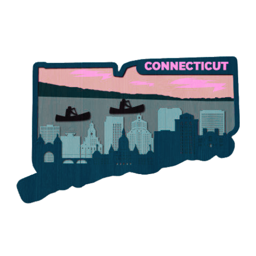 Layered State Connecticut Home Décor decoration My Custom Designs Pink 12"