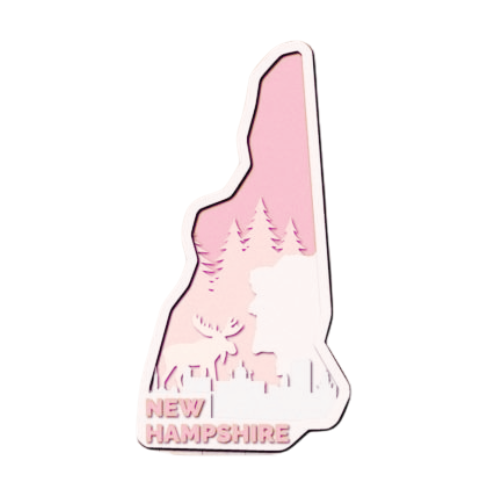 Layered State New Hampshire Home Décor decoration My Custom Designs Pink 12"