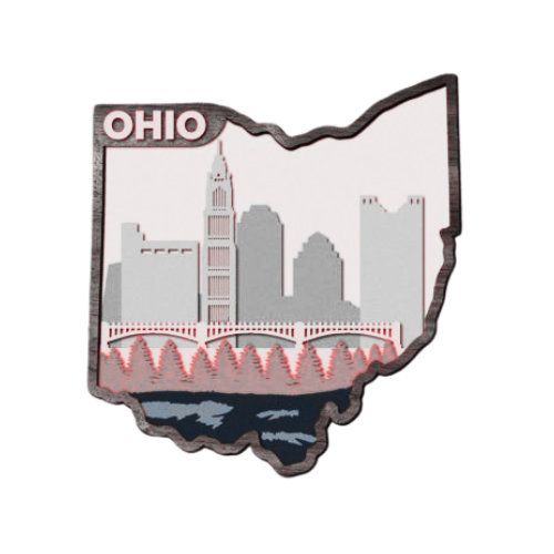 Layered State Ohio Home Décor decoration My Custom Designs Heather red 12"