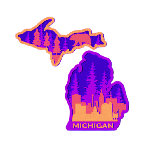 Layered State Michigan Home Décor decoration My Custom Designs Hot Pink 12"