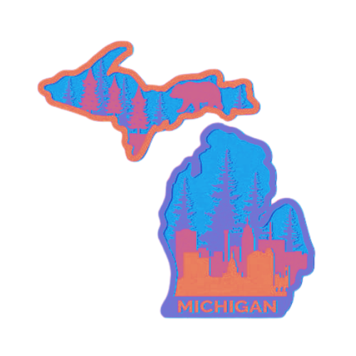 Layered State Michigan Home Décor decoration My Custom Designs Coral 12"