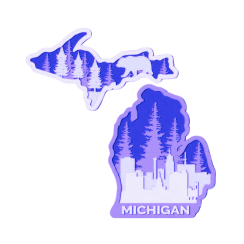 Layered State Michigan Home Décor decoration My Custom Designs Purple 12"