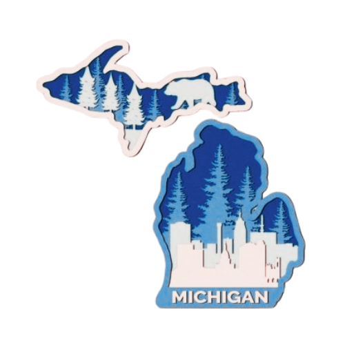 Layered State Michigan Home Décor decoration My Custom Designs Off White 12"