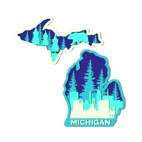 Layered State Michigan Home Décor decoration My Custom Designs Hyperblue 12"