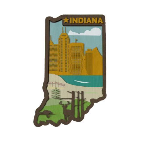 Layered State Indiana Home Décor decoration My Custom Designs