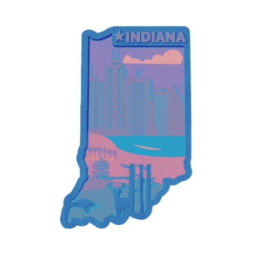 Layered State Indiana Home Décor decoration My Custom Designs Coral 12"