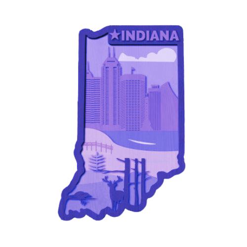 Layered State Indiana Home Décor decoration My Custom Designs Purple 12"