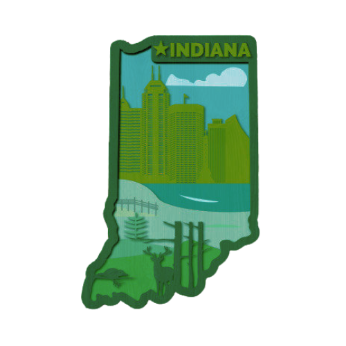 Layered State Indiana Home Décor decoration My Custom Designs Green 12"