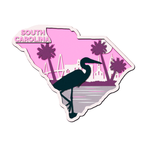 Layered State South Carolina Home Décor decoration My Custom Designs Pink 12"