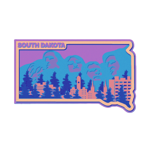 Layered State South Dakota Home Décor decoration My Custom Designs Coral 12"