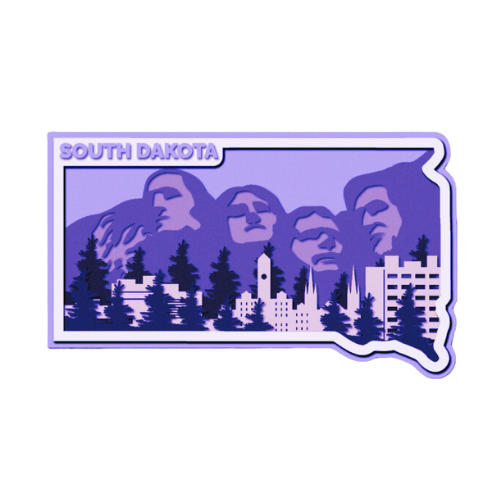 Layered State South Dakota Home Décor decoration My Custom Designs Purple 12"