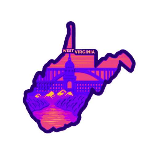 Layered State West Virginia Home Décor decoration My Custom Designs Hot Pink 12"