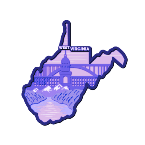 Layered State West Virginia Home Décor decoration My Custom Designs Purple 12"