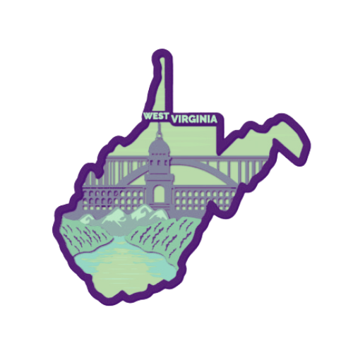 Layered State West Virginia Home Décor decoration My Custom Designs Seafoam 12"