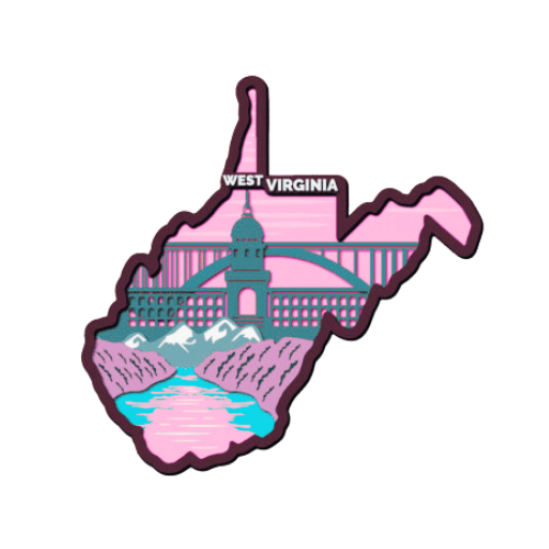 Layered State West Virginia Home Décor decoration My Custom Designs Pink 12"