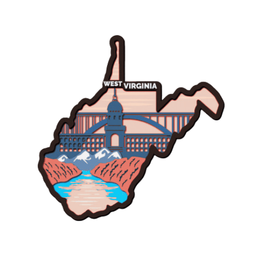Layered State West Virginia Home Décor decoration My Custom Designs Heather red 12"
