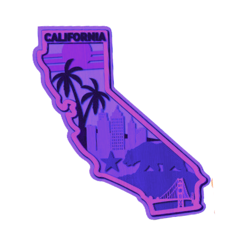 Layered State California Home Décor decoration My Custom Designs Hot Pink 12"
