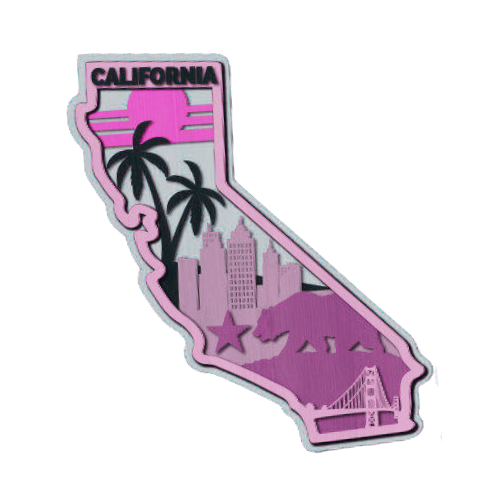 Layered State California Home Décor decoration My Custom Designs Pink 12"