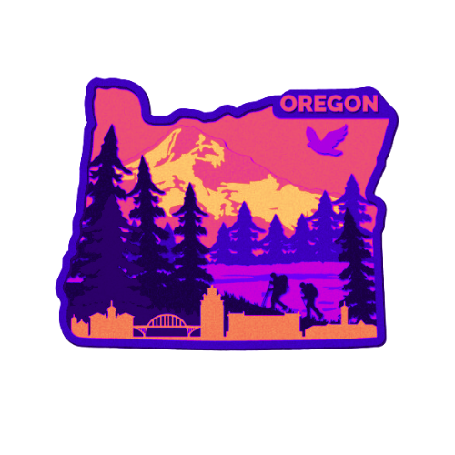 Layered State Oregon Home Décor decoration My Custom Designs Hot Pink 12"