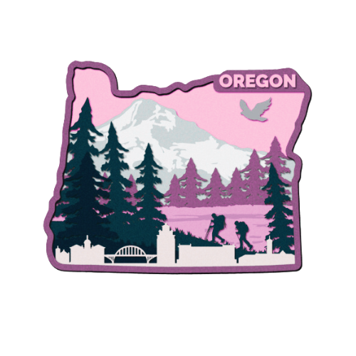 Layered State Oregon Home Décor decoration My Custom Designs Pink 12"