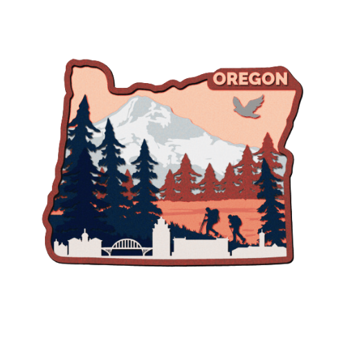 Layered State Oregon Home Décor decoration My Custom Designs Heather red 12"