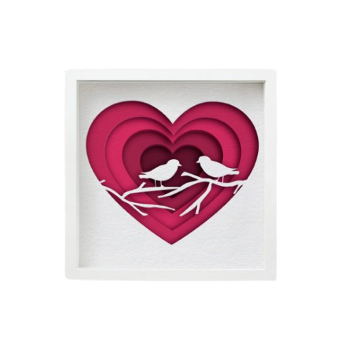 Custom Layered Shadow Box Love Birds w/ LED Option decoration My Custom Designs Heather red Included 12"