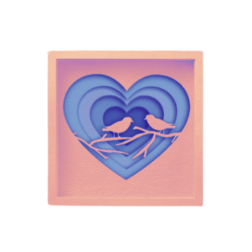 Custom Layered Shadow Box Love Birds w/ LED Option decoration My Custom Designs Coral Included 12"
