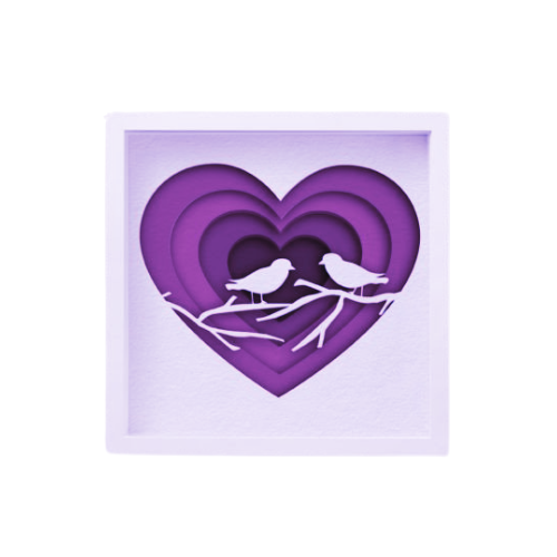 Custom Layered Shadow Box Love Birds w/ LED Option decoration My Custom Designs Purple Included 12"