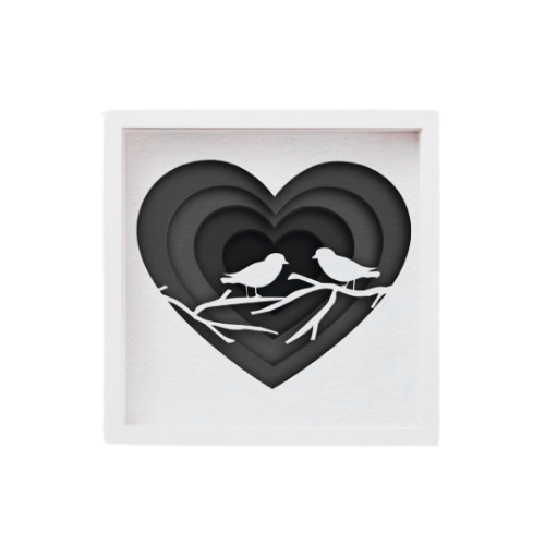Custom Layered Shadow Box Love Birds w/ LED Option decoration My Custom Designs Midnight Included 12"