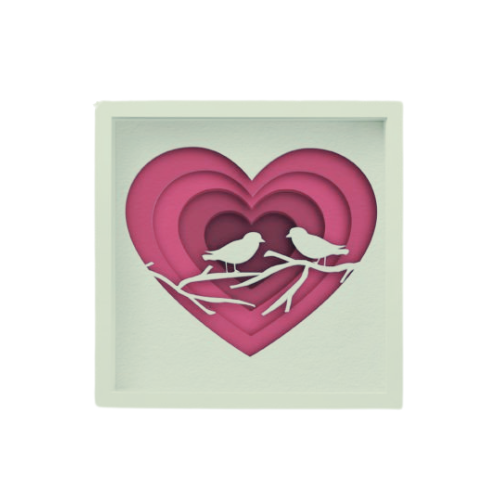 Custom Layered Shadow Box Love Birds w/ LED Option decoration My Custom Designs Pink Included 12"