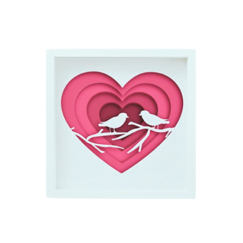 Custom Layered Shadow Box Love Birds w/ LED Option decoration My Custom Designs Hot Pink Included 12"