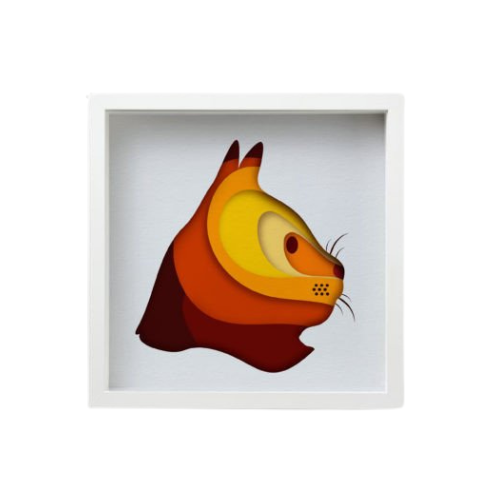 Custom Layered Cat Shadow Box w/ LED Option decoration My Custom Designs Heather red Included 12"