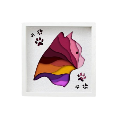 Custom Layered Cat Shadow Box w/ LED Option decoration My Custom Designs Orange Included 12"