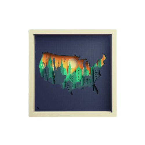 Custom Layered United States Shadow Box w/ LED Option decoration My Custom Designs Green Included 12"