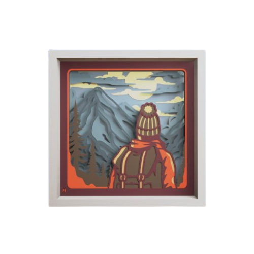 Custom Layered Hiker Shadow Box w/ LED Option decoration My Custom Designs Orange Included 12"