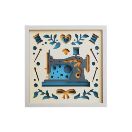 Custom Layered Sewing Machine Shadow Box w/ LED Option decoration My Custom Designs Orange Included 12"