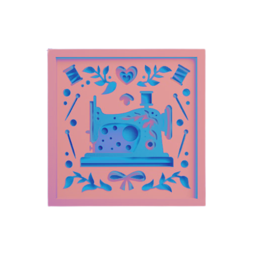 Custom Layered Sewing Machine Shadow Box w/ LED Option decoration My Custom Designs Coral Included 12"