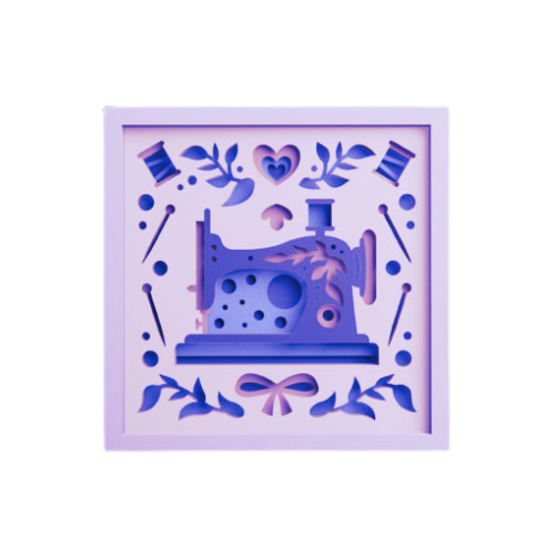 Custom Layered Sewing Machine Shadow Box w/ LED Option decoration My Custom Designs Purple Included 12"