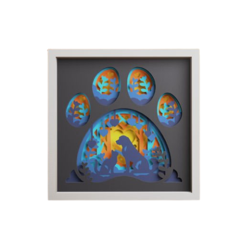 Custom Layered Pets Shadow Box w/ LED Option decoration My Custom Designs Orange Included 12"